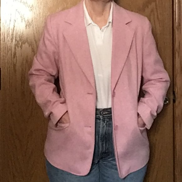 Chadwicks Jackets & Blazers - Chadwick's - Pink & White Herringbone Wool Blend Blazer